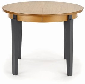 SORBUS stół rozkładany 100-200/100/77, blat dąb miodowy, nogi grafitowe okrągły owalny