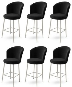 Zestaw krzeseł barowych Alte Black and Chrome, 6szt., 6 szt.