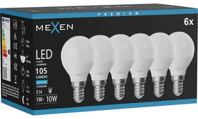 Mexen Nova 6x żarówka LED E14, G45, 1W, Zimna - 6500K, 105 lm - L101-E14-0165-01x06