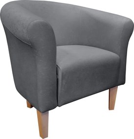 Fotel Milo tkanina Mikrofaza stylowy fotel do salonu i sypialni : Kolor nogi - Drewno, Kolor tkaniny - 17 MIKROFAZA, Wysokość nogi - 20 cm