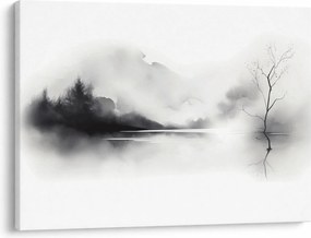 Obraz - Malowany tuszem krajobraz (70x50 cm)