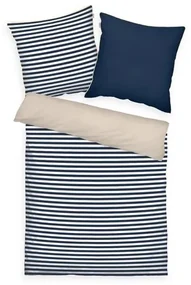 Tom Tailor Pościel perkalowa Dark Navy - Sunny Sand, 135 x 200 cm, 80 x 80 cm