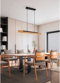 Lampa wisząca LED w kolorze matowej czerni z drewnianym kloszem Kerala – Trio