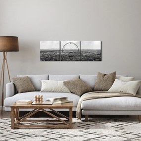 Obraz - Dachy domów w Paryżu (z zegarem) (90x30 cm)