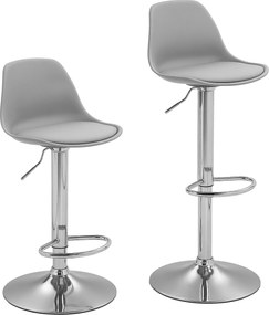 HOMCOM Zestaw 2 Hokerów Barowych, Obracane Krzesła z Oparciem, Regulowane Wysokość, do 120 kg, 42 x 38 x 82-104 cm, Szary