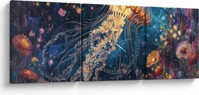 Obraz - Magiczna meduza (z zegarem) (90x30 cm)