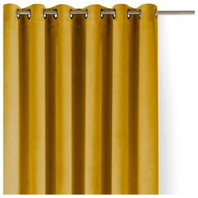 Musztardowa aksamitna zasłona częściowo zaciemniająca (dimout) 400x270 cm Velto – Filumi