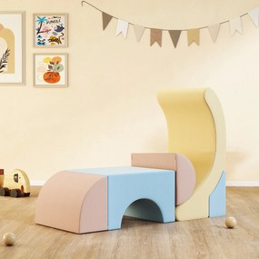 AIYAPLAY Zestaw 5 Piankowych Klocków do Wspinania, z Pokryciem z Cordu, Lekkie, do Budowania, Raczkowania, Wspinania, Kolorowe