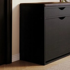 Szafka na buty z siedziskiem czarna do przedpokoju loft 60 cm