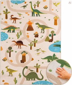 Dywan dziecięcy Coco Dinozaury beżowe 200 cm x 290 cm