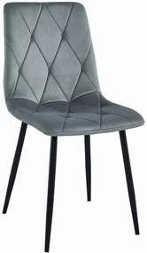Welurowe szare metalowe krzesło tapicerowane D2-E87