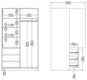 Szafa w dekorze dębu z drzwiami przesuwnymi w naturalnym kolorze 119x200x60 cm Naia – Tvilum