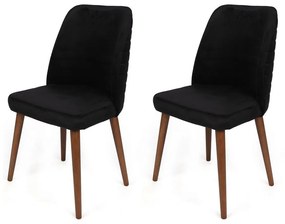 Zestaw krzeseł do jadalni Tutku Black and Walnut, 2 szt.