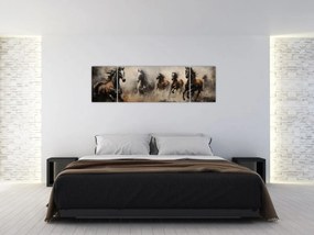Obraz - Obraz olejny przedstawiający konie (170x50 cm)