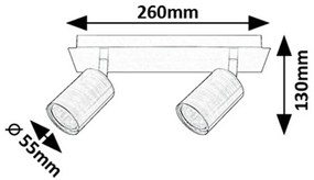 Rabalux 73072 nowoczesna lampa punktowa Gerhard, 2x spot GU10 max. 15 W