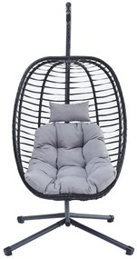 Fotel wiszący Autronic, metal, polirattan, szary,A Z-V1289 GREY