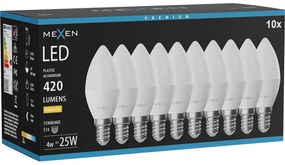 Mexen Nova 10x żarówka LED E14, C37, 4W, Ciepła - 3000K, 420 lm - L102-E14-0430-01x10