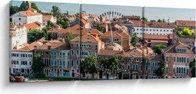 Obraz - Widok miasta z lotu ptaka (z zegarem) (90x30 cm)
