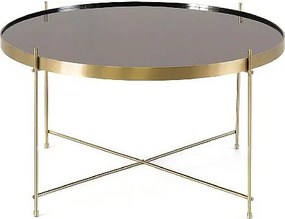 Marissa - Stolik kawowy (70 x 70 x 40h) ze szkła hartowanego i mosiądzu