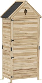 Outsunny Schowek Ogrodowy z 4 Półkami, Drewniany Schowek na Narzędzia, Wodoodporny Dach z Asfaltu, 80 x 49 x 170 cm, Jasnobrązowy