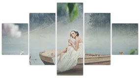Obraz - Kobieta na łodzi (125x70 cm)
