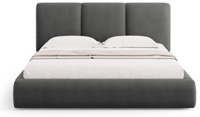 Szare tapicerowane łóżko dwuosobowe ze schowkiem i stelażem 140x200 cm Brody – Mazzini Beds