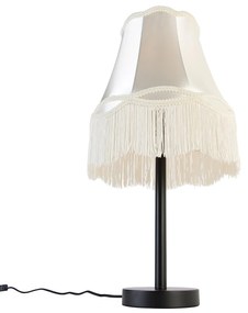 Klasyczna lampa stołowa czarna z kremowym abażurem 30 cm - Simplo klasyczny/Antyczny Oswietlenie wewnetrzne