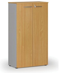 Szafa biurowa z drzwiami PRIMO GRAY, 800 x 420 x 1434 mm, szary/buk