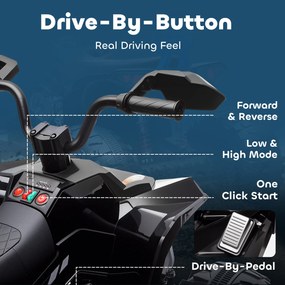 AIYAPLAY Elektryczny Quad dla Dzieci, 24V Pojazd z 4 Kołami, Reflektory, Port USB, Funkcja MP3, 6,5 km/h, 3-8 lat