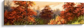 Obraz rzeki w jesiennym krajobrazie, obraz olejny (170x50 cm)