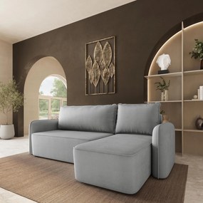 Masseno Narożnik DOLVER z funkcją spania i pojemnikiem na pościel Narozniki L, Rozkładana sofa - Jasnoszary, PAROS 05