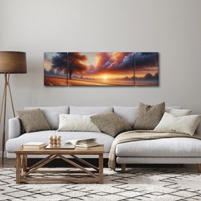Obraz – Zachód słońca na polu (170x50 cm)