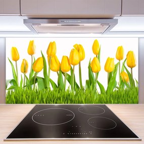 Panel Szklany do Kuchni Elegancja Czerwonych Tulipanów