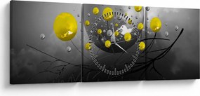 Obraz - żółte abstrakcyjne kule (z zegarem) (90x30 cm)