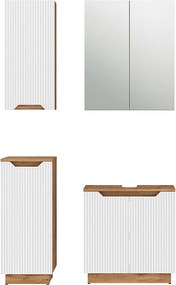 Zestaw mebli łazienkowych dąb/białe paski 59.8x32x62.1 lotta