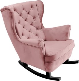 Fotel USZAK bujany tapicerowany z podłokietnikami, kolor Różowy tkanina MAGIC VELVET
