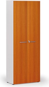 Szafa biurowa z drzwiami PRIMO WHITE, 800 x 420 x 2128 mm, biały/wiśnia