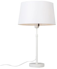 Lampa stołowa biała z kloszem białym 35 cm regulowana - Parte Nowoczesny Oswietlenie wewnetrzne