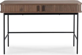 Biurko Rozsuwane TRISH 120 cm Orzech Ryflowane Nowoczesne Loft