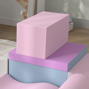 HOMCOM Miękkie klocki dla dzieci, rozwijające kreatywność, skóra ekologiczna, 40x40x20 cm, Wielokolorowy, 1-3 lata