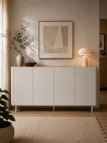 Komoda Elivo 200 cm czterodrzwiowa na nóżkach - kaszmir / dąb olejowany