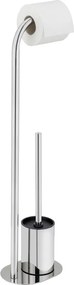 Stojak na papier toaletowy ze szczotką ze stali nierdzewnej w kolorze srebra z połyskiem Levante – Wenko