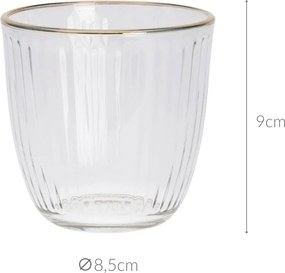 Prążkowana szklanka ze złotym brzegiem, 295 ml