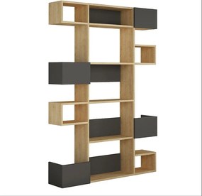 Nowoczesna półka – 120 x 171 x 27 cm – Dąb i antracyt – 100% pokryta melaminą