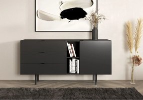 Czarna komoda z szufladami Skandica MYWAY / szer. 160 cm