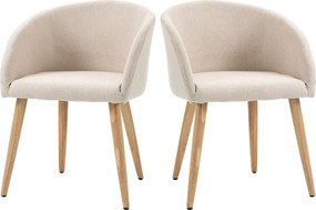 HOMCOM Zestaw 2 krzeseł tapicerowanych, skandynawski design, krzesła tapicerowane z drewnianymi nogami, antypoślizgowe podkładki, udźwig 150 kg, beżowy