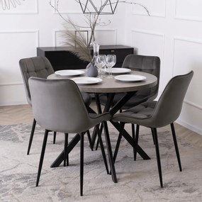 Stół Okrągły Rozkładany LUGO 90-190 cm Beton/Czarny Loft