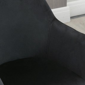 HOMCOM Krzesła Jadalniane Zestaw 2 Nowoczesny Design Aksamit Drewno Kauczukowe 54x57x80 cm Czarne | Aosom PL