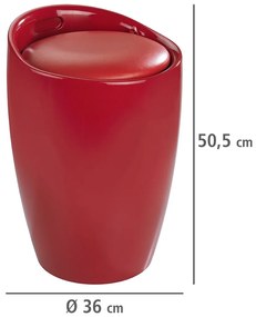 Pufa CANDY LIGHT RED - kosz na pranie, 2w1, WENKO
