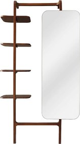 Półka ścienna z lustrem z drewna kauczukowca  - Naturalny - ZORVINA